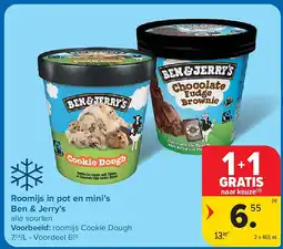 Carrefour Roomijs in pot en mini’s Ben & Jerry’s aanbieding