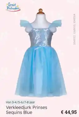 Multi bazar Verkleedjurk Prinses Sequins Blue aanbieding