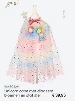 Multi bazar Unicorn cape met diadeem bloemen en staf ster aanbieding