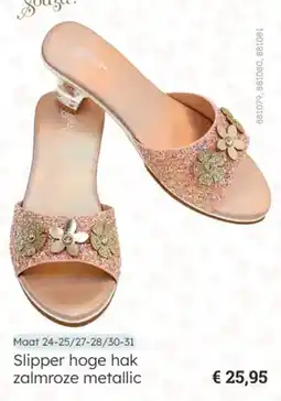 Multi bazar Slipper hoge hak zalmroze metallic aanbieding