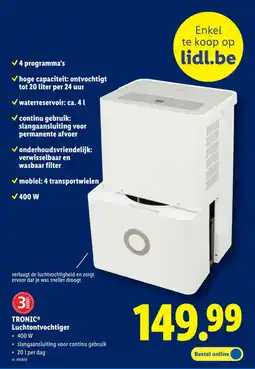 Lidl Tronic luchtontvochtiger aanbieding