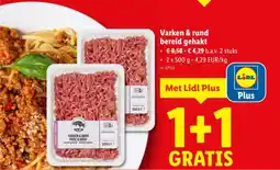 Lidl Varken & rund bereid gehakt aanbieding