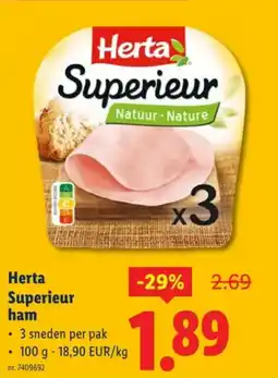 Lidl Herta superieur ham aanbieding