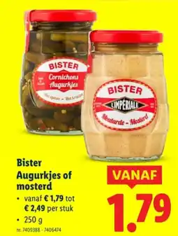 Lidl Bister augurkjes of mosterd aanbieding