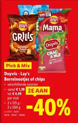 Lidl Duyvis lay's borrelnootjes of chips aanbieding
