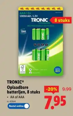 Lidl Tronic oplaadbare batterijen aanbieding