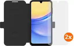 Coolblue BlueBuilt Samsung Galaxy A16 4G/5G Book Case Zwart + Screenprotector Glas Duo Pack aanbieding