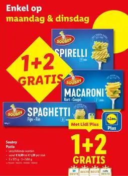 Lidl Soubry pasta aanbieding