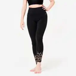 Decathlon Dameslegging met hoge platte taille voor moderne dans antracietzwart aanbieding