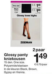 Zeeman Glossy panty kniekousen aanbieding