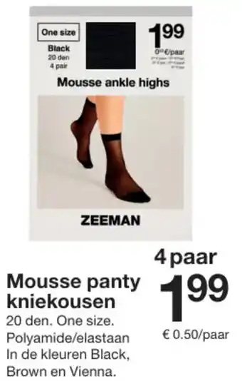 Zeeman Mousse panty kniekousen aanbieding