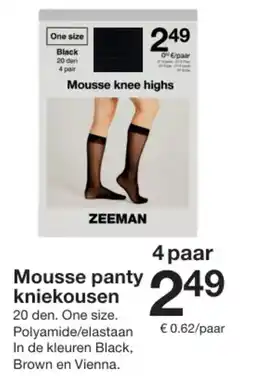 Zeeman Mousse panty kniekousen aanbieding