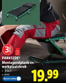 Lidl Montagerolplank en werkplaatskruk aanbieding