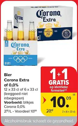 Carrefour Bier Corona Extra of 0,0% aanbieding