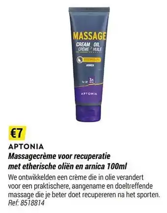 Aptonia massagecrème voor recuperatie met etherische oliën en arnica