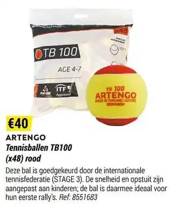 Decathlon Artengo artengo artengo artengo artengo artengo artengo tennisballen tb100 rood aanbieding