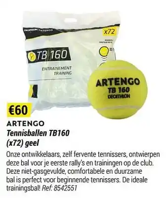 Decathlon Artengo tennisballen tb160 geel aanbieding