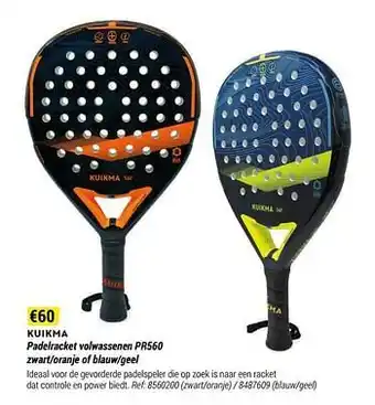 Decathlon Kuikma padelracket volwassenen pr560 zwart-oranje aanbieding