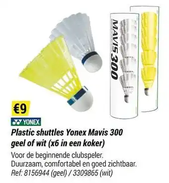 Decathlon Plastic shuttles yonex mavis 300 geel aanbieding