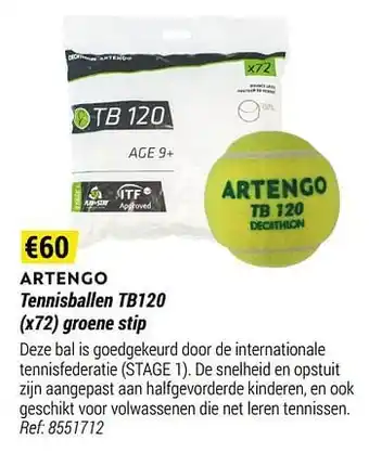 Artengo tennisballen tb120 groene stip