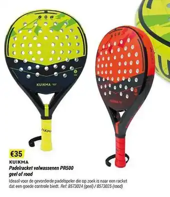 Decathlon Kuikma padelracket volwassenen pr500 geel aanbieding