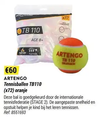 Decathlon Artengo tennisballen tb110 oranje aanbieding
