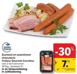 Carrefour Zuurkool en assortiment charcuterie Traiteur Gourmet Carrefour aanbieding