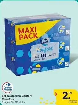 Carrefour Set Zakdoeken Confort Carrefour aanbieding