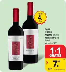 Carrefour Italië Puglia Nostre Terre Negroamaro aanbieding