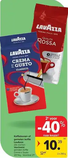 Carrefour Koffiebonen of Gemalen Koffie LavAzza aanbieding