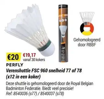 Perfly verenshuttle fsc 960 snelheid 77