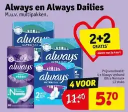 Kruidvat Always en always dailies aanbieding