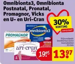 Kruidvat Omnibionta3 omnibionta postnatal pronatal promagnor vicks en u- en uri-cran aanbieding