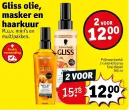 Kruidvat Gliss olie masker en haarkuur aanbieding