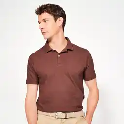 Decathlon Golfpolo met korte mouwen voor heren MW500 katoen en polyester bruin aanbieding