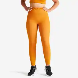 Decathlon Corrigerende dameslegging voor cardiofitness hoge taille oker aanbieding