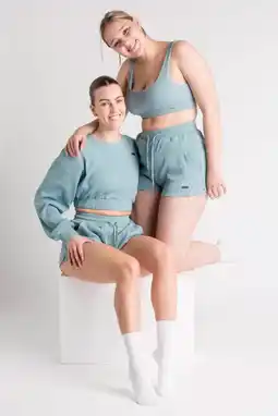 Decathlon LOEWI Ribbed Short voor Fitness - Dames - Blauw aanbieding