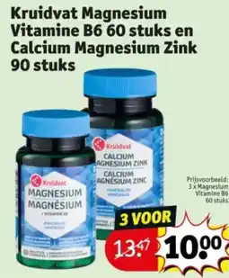 Kruidvat Kruidvat Magnesium Vitamine B6 en Calcium Magnesium Zink aanbieding