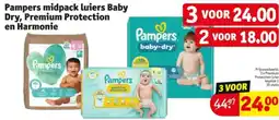 Kruidvat Pampers midpack luiers Baby Dry, Premium Protection en Harmonie aanbieding