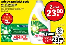 Kruidvat Ariel wasmiddel pods en vloeibaar aanbieding