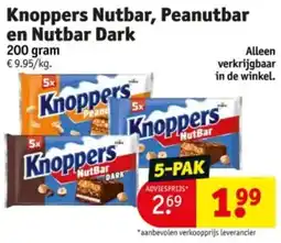 Kruidvat Knoppers Nutbar, Peanutbar en Nutbar Dark aanbieding