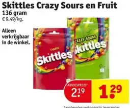 Kruidvat Skittles Crazy Sours en Fruit aanbieding