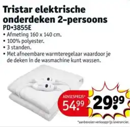 Kruidvat Tristar elektrische onderdeken 2-persoons PD-3855E aanbieding