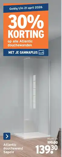 GAMMA Atlantic douchewand Sapelo aanbieding