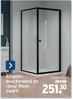 GAMMA Atlantic douchewand en -deur Roan zwart aanbieding