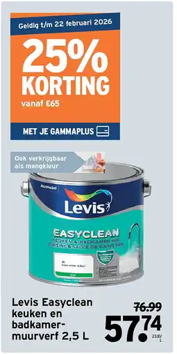 GAMMA Levis Easyclean keuken en badkamermuurverf 2,5 L aanbieding