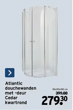 GAMMA Atlantic douchewanden met -deur Cedar kwartrond aanbieding