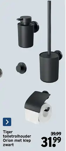 GAMMA Tiger toiletrolhouder Orion met klep zwart aanbieding