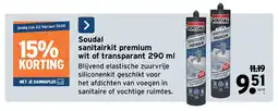 GAMMA Soudal sanitairkit premium wit of transparant 290 ml aanbieding