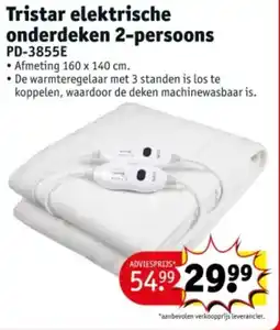 Kruidvat Tristar elektrische onderdeken 2-persoons PD-3855E aanbieding